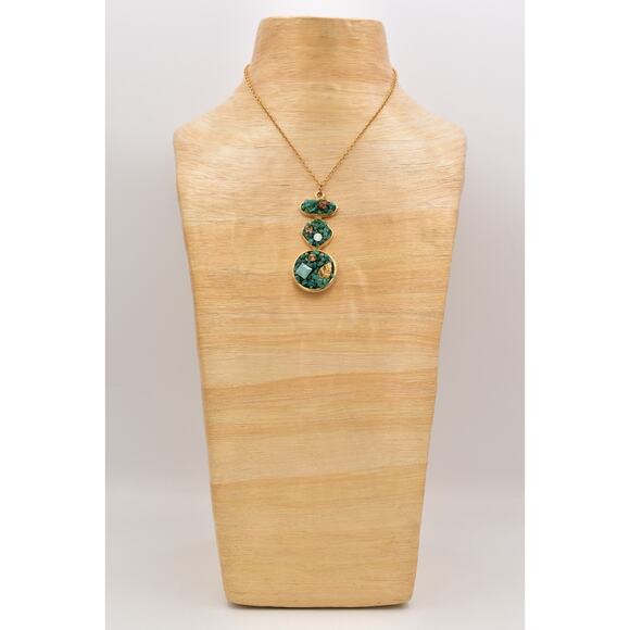 Sparkling Sage Pendant Necklace Green Press Glass Crystal Fall Autumn Leaf Bin3D - Picture 7 of 12